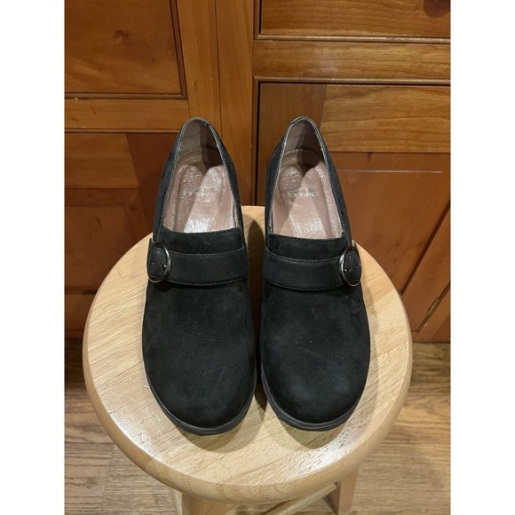 Dansko Black Clio Nubuck Suede Wedge Clogs  7.5-8  38 - Picture 3 of 12